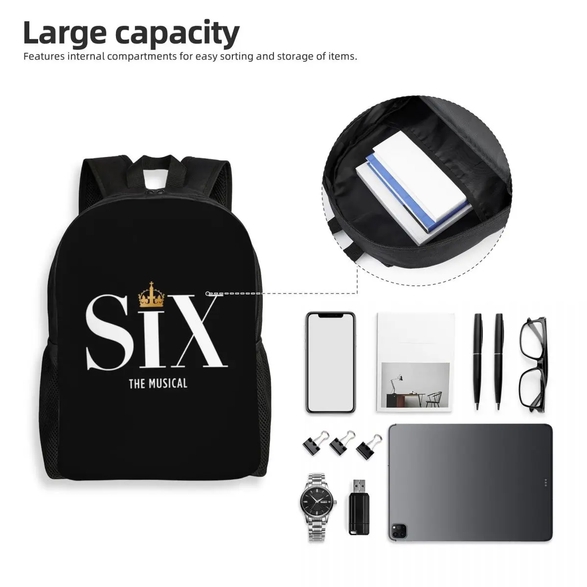 Six The Musical Backpack Student Boys Girls BookBag School Bag Computer Shoulder Bags
Six The Musical Backpack Student Boys Girls BookBag School Bag Computer Shoulder Bags