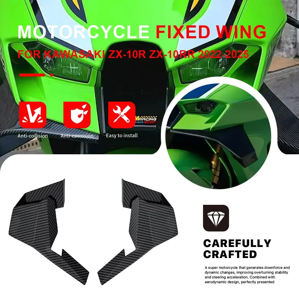 Motorcycle Fixed Wing Spoiler For Kawasaki ZX-10R ZX-10RR 2022-2025 Aerodynamic Wing Side Winglet Windshield Wing Aileron
Motorcycle Fixed Wing Spoiler For Kawasaki ZX-10R ZX-10RR 2022-2025 Aerodynamic Wing Side Winglet Windshield Wing Aileron