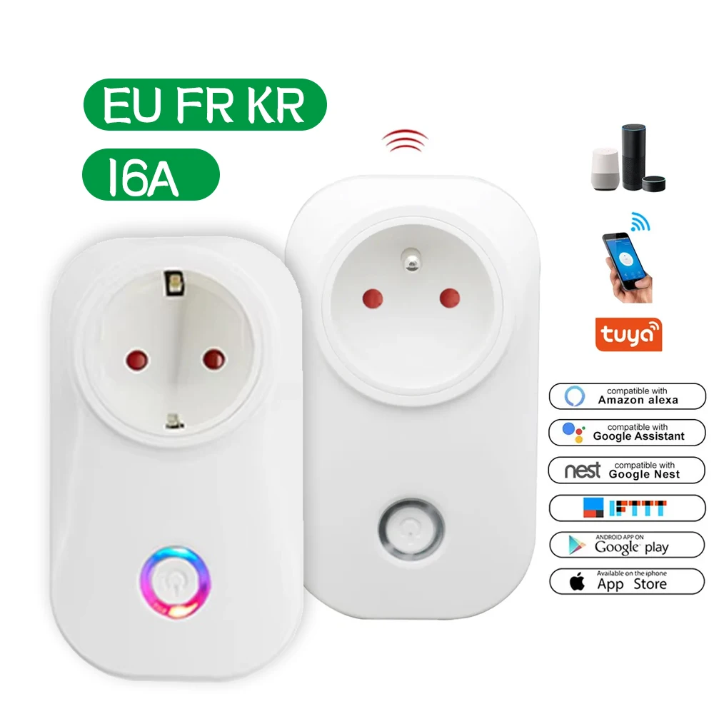 EU KR 16A Умная розетка Wi-Fi с монитором мощности Умный дом Wi-Fi Беспроводная розетка работает с приложением Alexa Google Home Tuya
EU KR 16A Умная розетка Wi-Fi с монитором мощности Умный дом Wi-Fi Беспроводная розетка работает с приложением Alexa Google Home Tuya