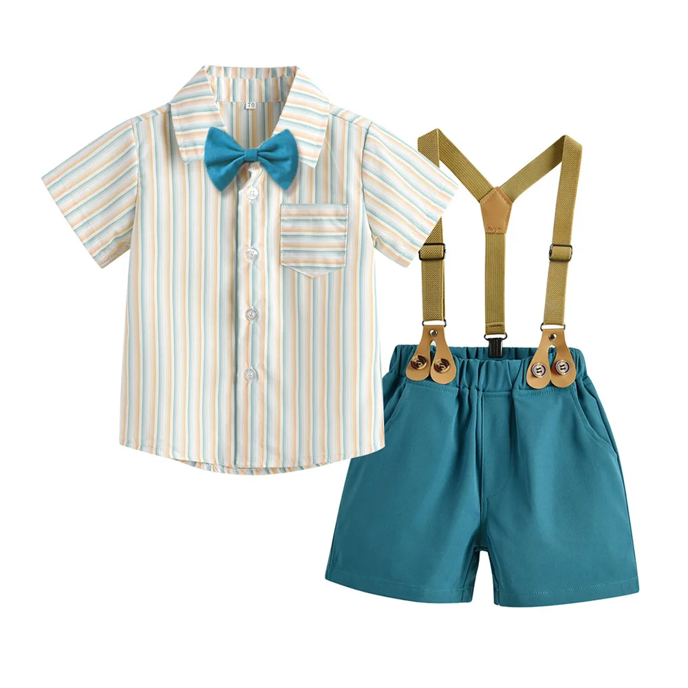 Kids Summer Formal Party Children's Clothes Handsome Striped Button Shirt and Shorts Suits Children's Sets Boys Clothing
Kids Summer Formal Party Children's Clothes Handsome Striped Button Shirt and Shorts Suits Children's Sets Boys Clothing