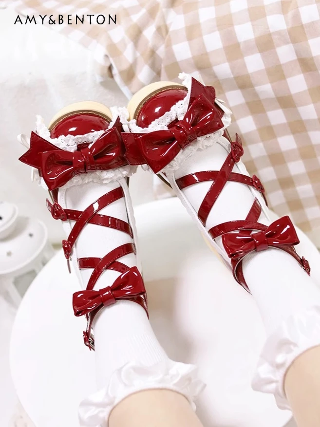 Original Lolita Cute Rabbit Ears Bow Muffin Shoes Sweet Girl Round Head Pu High Heels Women Temperament Princess Platform Heels
Original Lolita Cute Rabbit Ears Bow Muffin Shoes Sweet Girl Round Head Pu High Heels Women Temperament Princess Platform Heels