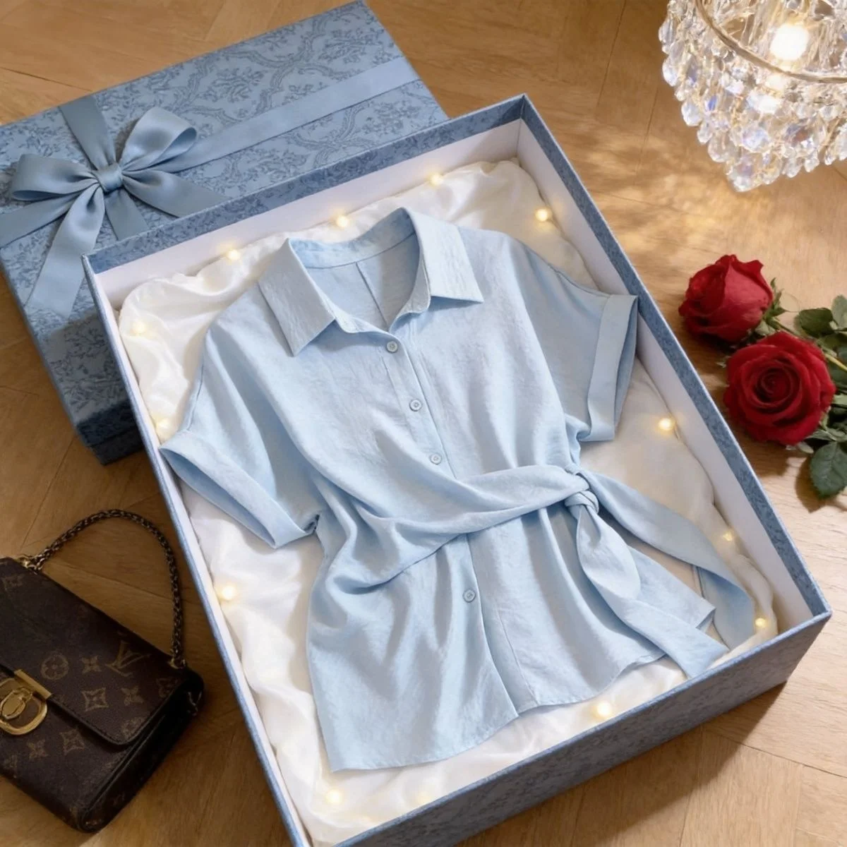 Summer New Korean Style Fashionable Shirt Women's Design Sense Small Versatile Elegant Meat Covering Top Waist Inward Tie
Summer New Korean Style Fashionable Shirt Women's Design Sense Small Versatile Elegant Meat Covering Top Waist Inward Tie