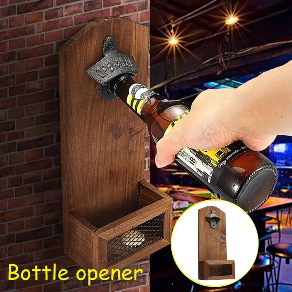 Bar Beer Wooden Bottle Opener Drink Cap Catcher Wooden Iron Wall Mounted
Bar Beer Wooden Bottle Opener Drink Cap Catcher Wooden Iron Wall Mounted