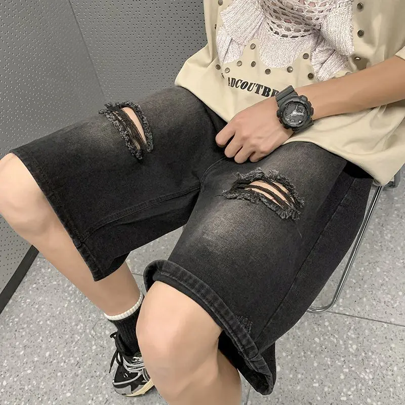 Men's Summer Lightweight Ripped Denim Shorts Trendy Loose Fit High Street with American Retro Style Cool and Stylish Mid-Length
Men's Summer Lightweight Ripped Denim Shorts Trendy Loose Fit High Street with American Retro Style Cool and Stylish Mid-Length