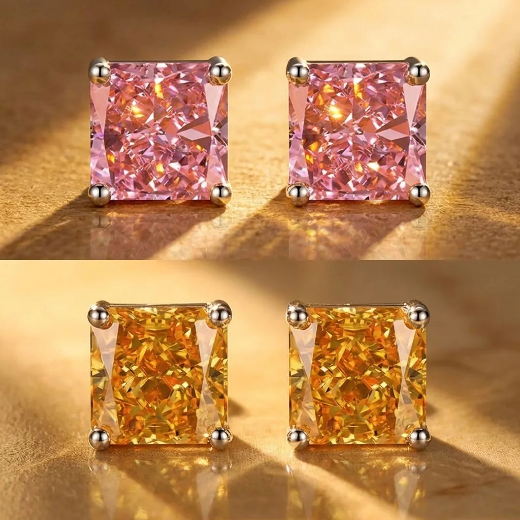 Exquisite and Beautiful Square Yellow Zirconian Princess Ice Flower- Sterling Silver Ear Stud-Fashionable and Simple Earring
Exquisite and Beautiful Square Yellow Zirconian Princess Ice Flower- Sterling Silver Ear Stud-Fashionable and Simple Earring
