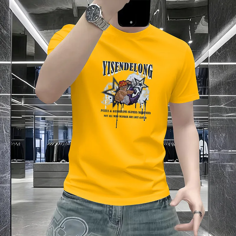  New Arrival Men T-Shirt Slim Fit Streetwear Cartoon Print Tees Korean Style Round Neck Casual Tops Luxury Brand Male Clothing
New Arrival Men T-Shirt Slim Fit Streetwear Cartoon Print Tees Korean Style Round Neck Casual Tops Luxury Brand Male Clothing