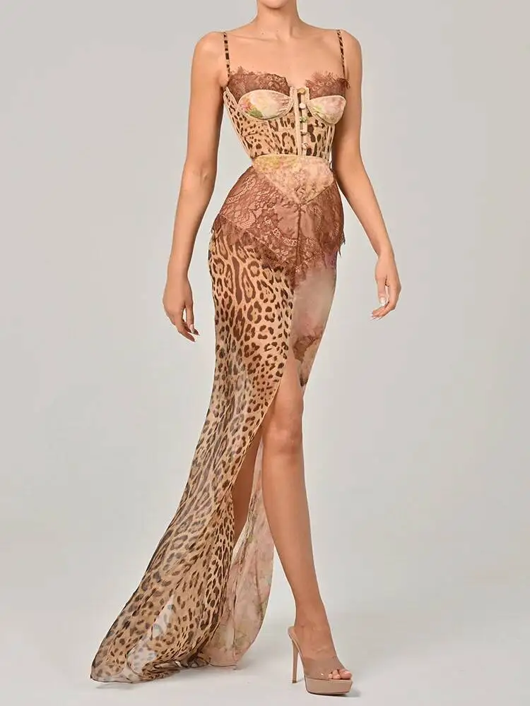 Leopard Print Lace Split Sexy Maxi Dress Women Gown Elegant Patchwork Chiffon Sleeveless Backless Beach Evening Dress EPJ7
Leopard Print Lace Split Sexy Maxi Dress Women Gown Elegant Patchwork Chiffon Sleeveless Backless Beach Evening Dress EPJ7