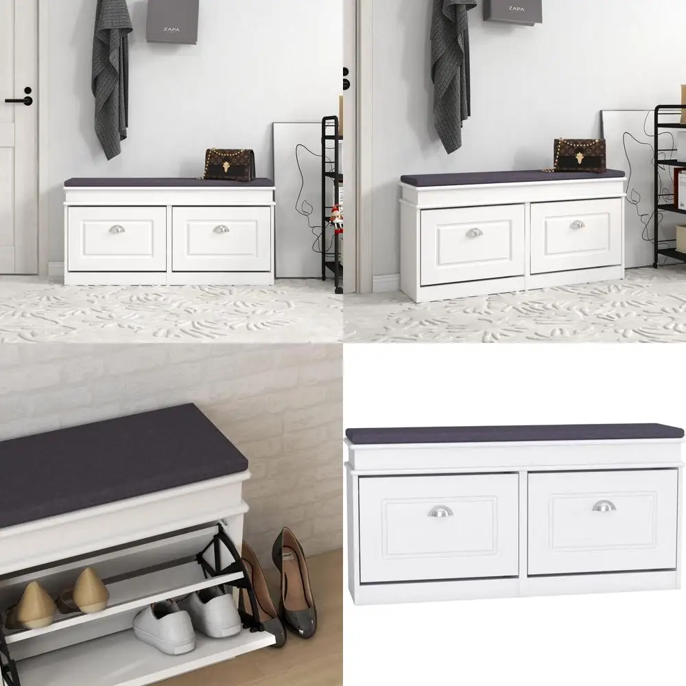 Банкетка для хранения обуви с мягким сиденьем, 2-х ярусная полка с выдвижными ящиками для прихожей и грязной комнаты (белая)
Банкетка для хранения обуви с мягким сиденьем, 2-х ярусная полка с выдвижными ящиками для прихожей и грязной комнаты (белая)