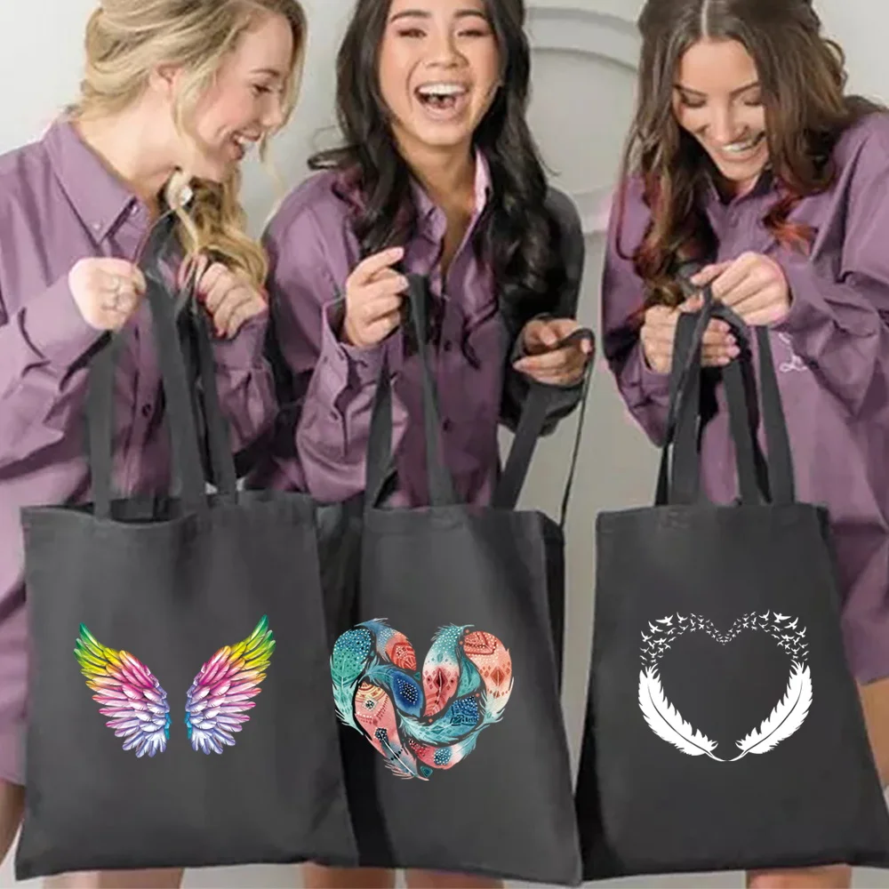 Shopping Bag Large Capacity Handbag Women's Feather Printed Canvas Shoulder Bag Eco Friendly Shopping Bag Handbag
Shopping Bag Large Capacity Handbag Women's Feather Printed Canvas Shoulder Bag Eco Friendly Shopping Bag Handbag