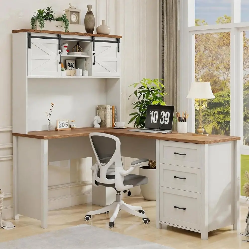 68 High L-Shaped Desk with Hutch, 3 Drawers and Sliding Door, Ideal for Home Office and Study
68 High L-Shaped Desk with Hutch, 3 Drawers and Sliding Door, Ideal for Home Office and Study