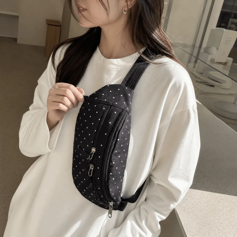 Large Capacity Polka Dot Chest Bag Multiple Pockets Forest Style Portable Phone Bag Solid Color Zipper Crossbody Bag
Large Capacity Polka Dot Chest Bag Multiple Pockets Forest Style Portable Phone Bag Solid Color Zipper Crossbody Bag
