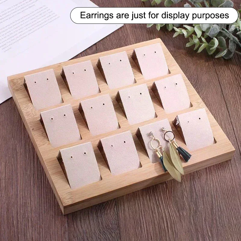 Bamboo Wood Earrings Display Stand Rack DIY Velvet PU Leather Jewelry Storage Tray Ear Stud Holder For Window Counter Props Show
Bamboo Wood Earrings Display Stand Rack DIY Velvet PU Leather Jewelry Storage Tray Ear Stud Holder For Window Counter Props Show
