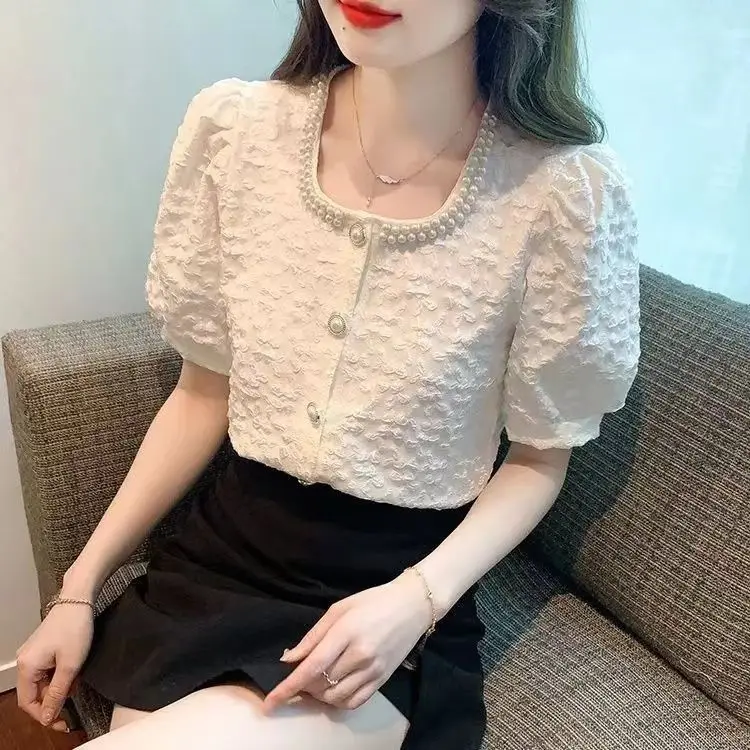 Women Blouse Summer New Fashionable Style Square Neckline Shirts Ladies Casual Sleeveless Sparkling Chiffon Lace Blouses YC197
Women Blouse Summer New Fashionable Style Square Neckline Shirts Ladies Casual Sleeveless Sparkling Chiffon Lace Blouses YC197