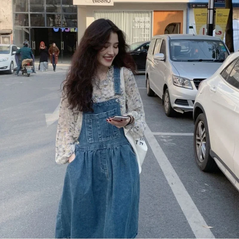 Women Set 2025 New Loose Denim Straps Dresses Women Dress + Tops Solid High Waist Dress Sets Female
Women Set 2025 New Loose Denim Straps Dresses Women Dress + Tops Solid High Waist Dress Sets Female