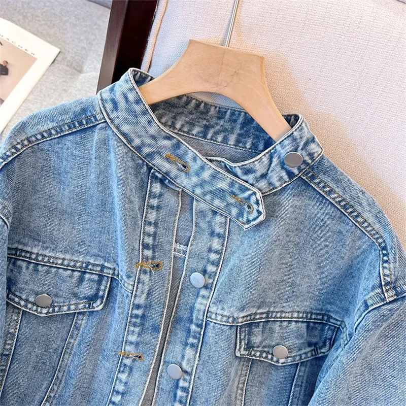 Harajuku Vintage Washed Blue Denim Jacket Women Short Outerwear Korean Stand-Up Collar Single-Breasted Long Sleeve Jeans Jacket
Harajuku Vintage Washed Blue Denim Jacket Women Short Outerwear Korean Stand-Up Collar Single-Breasted Long Sleeve Jeans Jacket