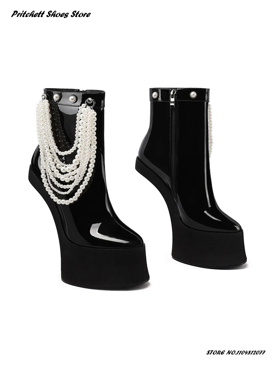Women's Waterproof Platform Horseshoe Boots Fashionable European American Style Heelless Thick-Soled Pearl Heel Catwalk Shoes
Women's Waterproof Platform Horseshoe Boots Fashionable European American Style Heelless Thick-Soled Pearl Heel Catwalk Shoes