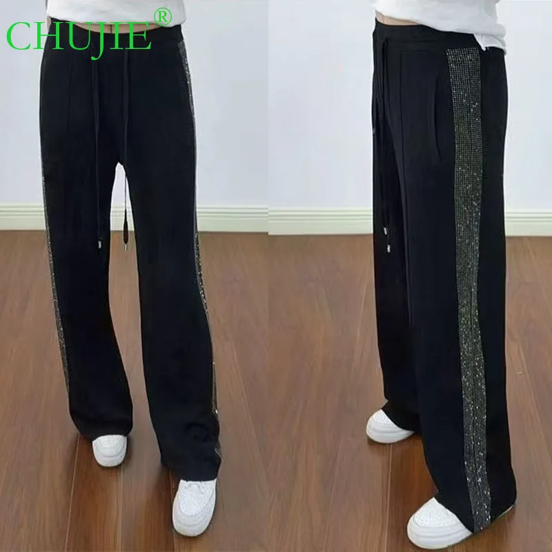 CHUJIE 2025 Autumn Winter New Design Side Rhinestone Drawstring Elastic Waist Casual Fashion Versatile Wide-Leg Pants
CHUJIE 2025 Autumn Winter New Design Side Rhinestone Drawstring Elastic Waist Casual Fashion Versatile Wide-Leg Pants