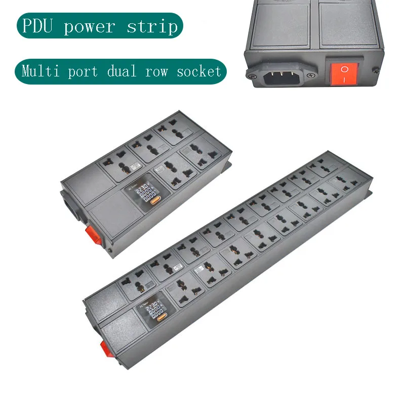Aluminum alloy shell PDU universal double row socket C14 port 5-21AC with double break switch ammeter
Aluminum alloy shell PDU universal double row socket C14 port 5-21AC with double break switch ammeter