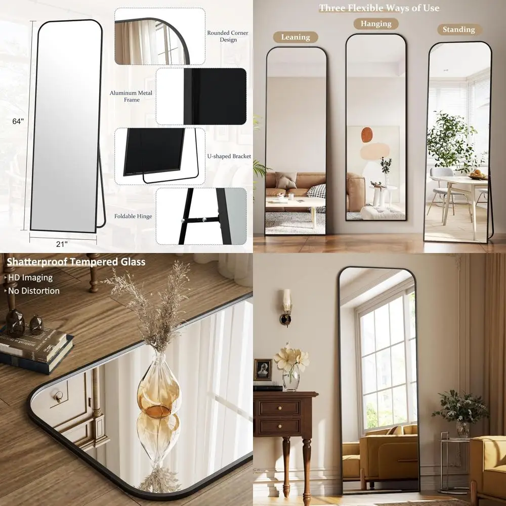 Арочное напольное зеркало, 64x21 г., алюминиевый каркас, черное, для спальни или гостиной
Арочное напольное зеркало, 64x21 г., алюминиевый каркас, черное, для спальни или гостиной