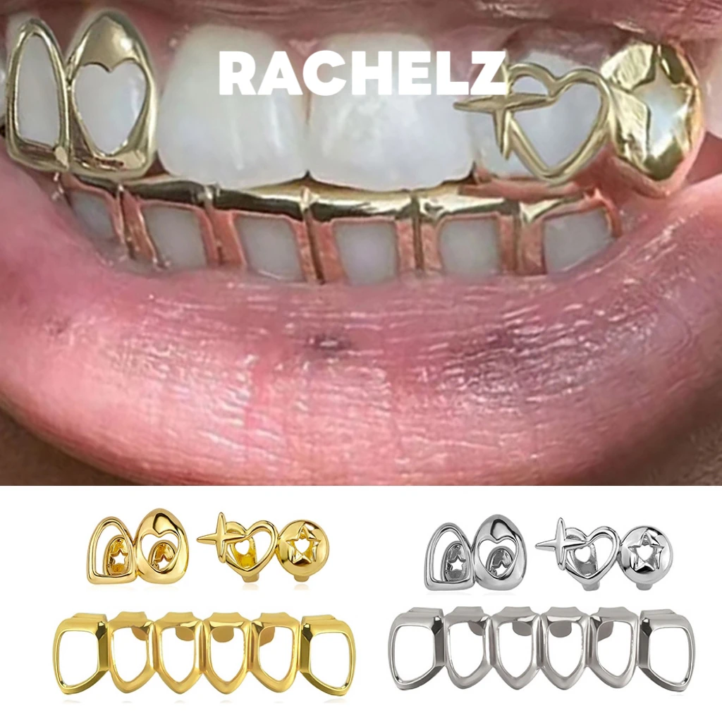 RACHELZ 3PCS/Set Hollowed Out Heart Star Teeth Grillz Hip Hop Glossy Cross Double Tooth Caps For Women Men Jewelry Cosplay
RACHELZ 3PCS/Set Hollowed Out Heart Star Teeth Grillz Hip Hop Glossy Cross Double Tooth Caps For Women Men Jewelry Cosplay