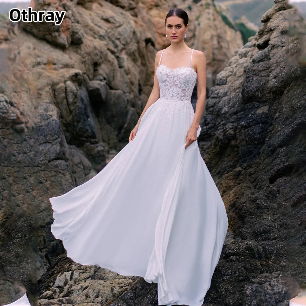 Othray Charming Chiffon Spaghetti Straps Sweetheart Lace Applique Boho Beach A Line Wedding Dresses Custom Made Rode De Morrie
Othray Charming Chiffon Spaghetti Straps Sweetheart Lace Applique Boho Beach A Line Wedding Dresses Custom Made Rode De Morrie