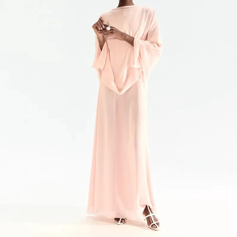 Minimalist Pink Chiffon Stand Collar Dresses Women Trendy Slim Fit Layered Shawl Sleeve Vestido Summer Beach Vacation Daily Gown
Minimalist Pink Chiffon Stand Collar Dresses Women Trendy Slim Fit Layered Shawl Sleeve Vestido Summer Beach Vacation Daily Gown