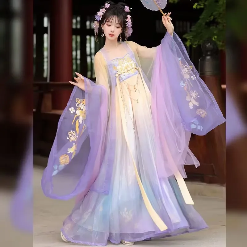 Chinese Hanfu Dress Women Carnival Fairy Cosplay Costume Party Dress Tang Dynasty Embroidered Gradient Purple Hanfu Plus Size XL
Chinese Hanfu Dress Women Carnival Fairy Cosplay Costume Party Dress Tang Dynasty Embroidered Gradient Purple Hanfu Plus Size XL
