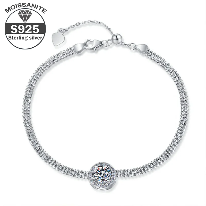 Women's Bracelet Sterling Silver 1CT Moissanite Bracelet Round Bead Three-layer Bracelet Mother's Day Mom Gifts
Women's Bracelet Sterling Silver 1CT Moissanite Bracelet Round Bead Three-layer Bracelet Mother's Day Mom Gifts