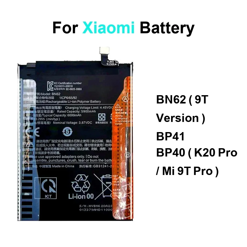 Аккумулятор мобильного телефона с быстрой зарядкой BP41 4000-6000 мАч для Xiaomi Redmi K20 9T Mi9t Pro
Аккумулятор мобильного телефона с быстрой зарядкой BP41 4000-6000 мАч для Xiaomi Redmi K20 9T Mi9t Pro
