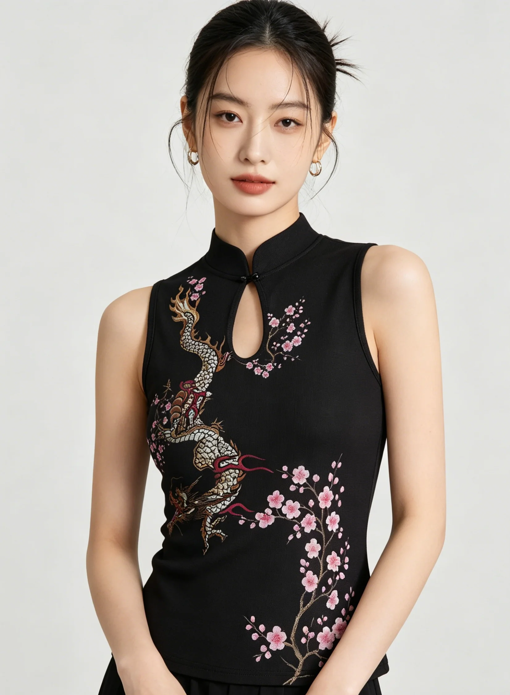 Temperament Commuting Style New Gothic Style Cheongsam Set Women's Dark Scorpion Printed New Chinese style Spicy Girl Tank Top
Temperament Commuting Style New Gothic Style Cheongsam Set Women's Dark Scorpion Printed New Chinese style Spicy Girl Tank Top