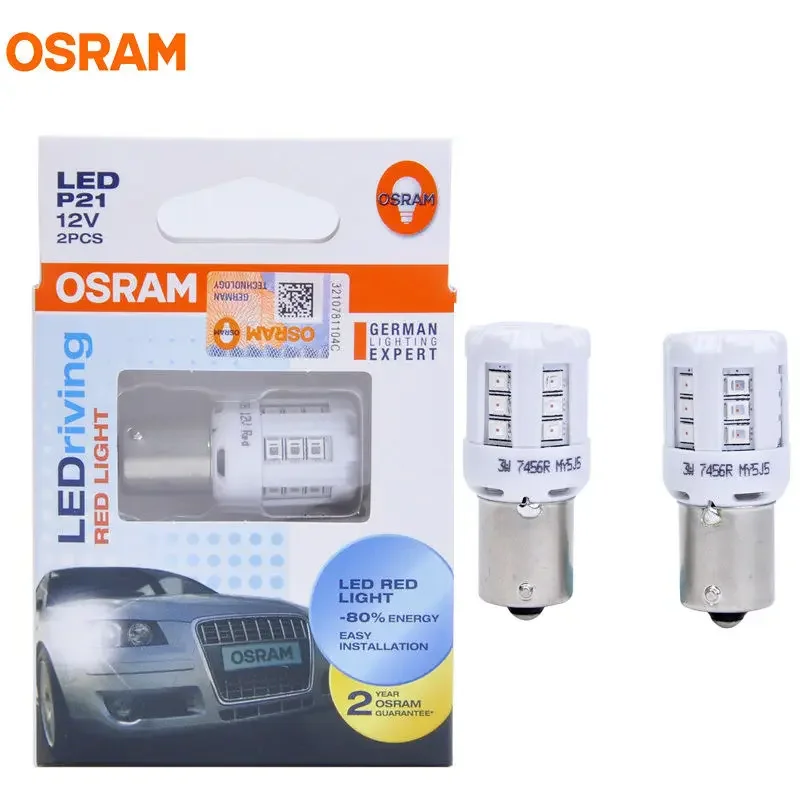 OSRAM LED P21W S25 1156 BA15s 7456R Red Color LEDriving 12V 3W Standard Car LED Front Rear Signal Tail Stop Brake Light Pair
OSRAM LED P21W S25 1156 BA15s 7456R Red Color LEDriving 12V 3W Standard Car LED Front Rear Signal Tail Stop Brake Light Pair