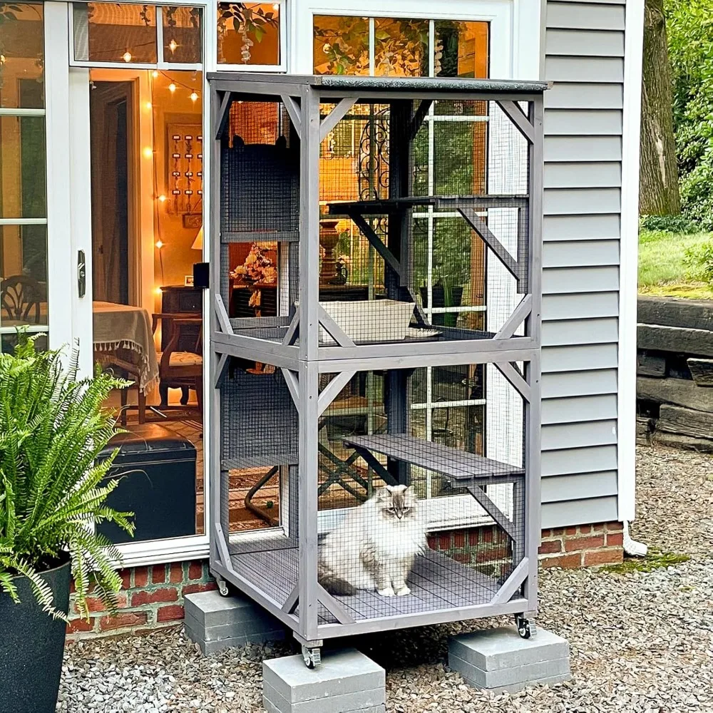 Cat Catio Outdoor House Movable Cat Enclosures on Exercise Wheels Cats Cage with Upgraded Resting Box,Waterproof Cover
Cat Catio Outdoor House Movable Cat Enclosures on Exercise Wheels Cats Cage with Upgraded Resting Box,Waterproof Cover
