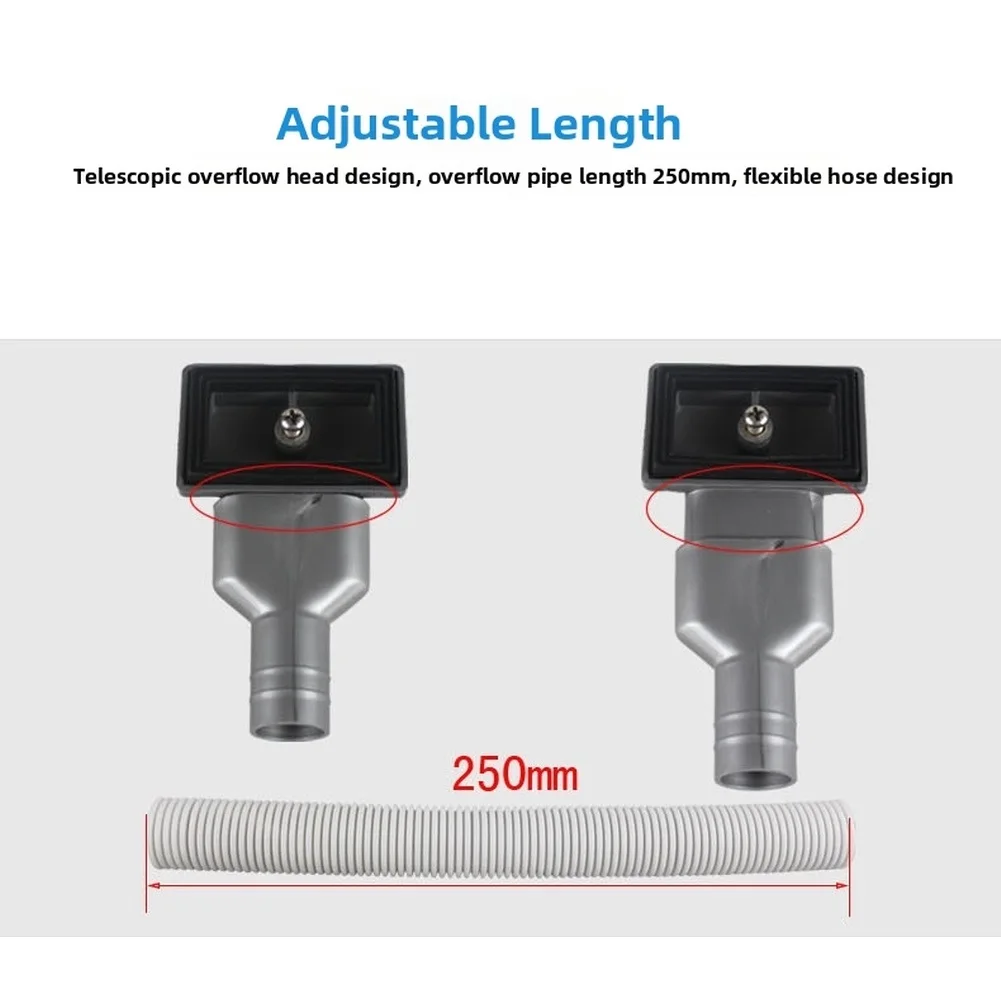 250mm Adjustable Square Overflow Head and Pipe Fitting for Kitchen Sink Side Mount Gray PP Material Drain Solution
250mm Adjustable Square Overflow Head and Pipe Fitting for Kitchen Sink Side Mount Gray PP Material Drain Solution