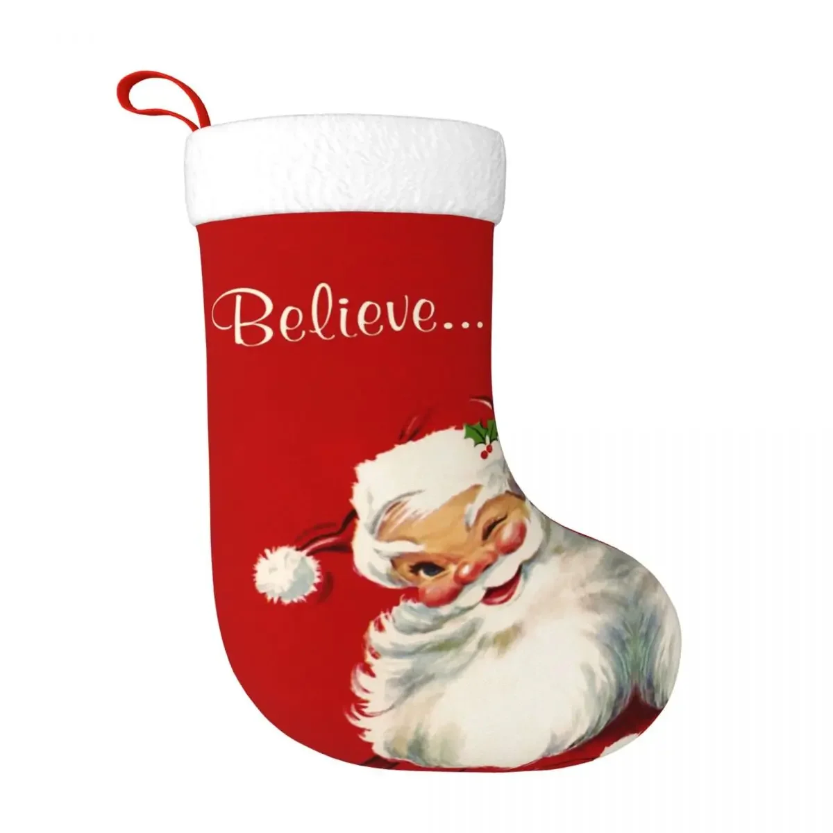 Believe Santa Claus Red Vintgae Stocking Large Xmas Gift Stockings Family Fireplace Hanging for Holiday Party Decor Tote Bag
Believe Santa Claus Red Vintgae Stocking Large Xmas Gift Stockings Family Fireplace Hanging for Holiday Party Decor Tote Bag
