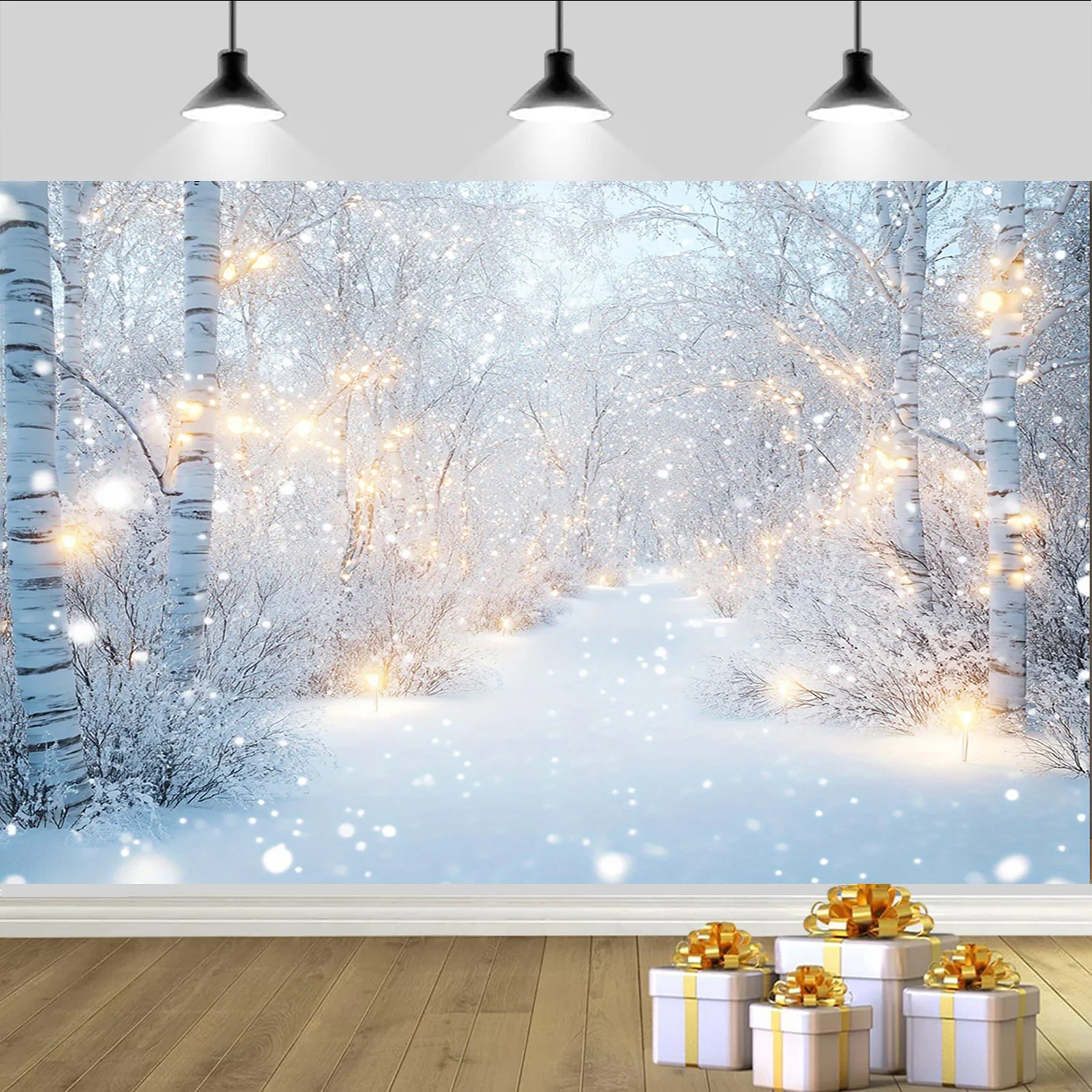 2D flat 1 piece of winter wonderland snow scene polyester background fabric, ideal for wedding, anniversary,and party decoration
2D flat 1 piece of winter wonderland snow scene polyester background fabric, ideal for wedding, anniversary,and party decoration
