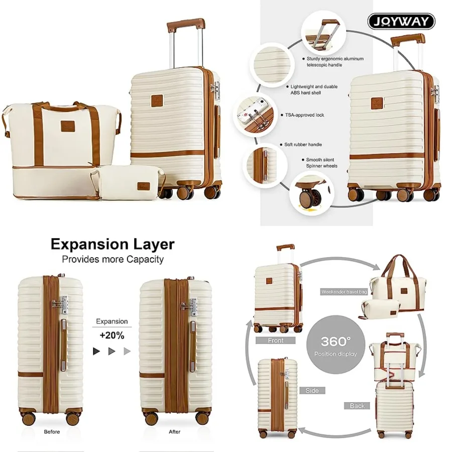 Carry On Luggage 20 ch Expandable Suitcase with Spner Wheel, 3 Pcs Hard Shell Luggage Set with TSA Lock White
Carry On Luggage 20 ch Expandable Suitcase with Spner Wheel, 3 Pcs Hard Shell Luggage Set with TSA Lock White