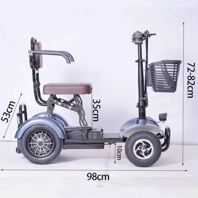 Double folding four-wheeled electric vehicle for the elderly
Double folding four-wheeled electric vehicle for the elderly
