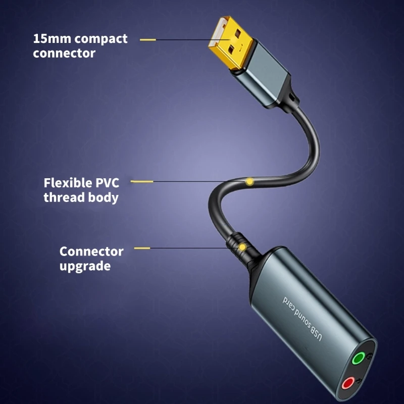 USB 3,5 мм Слуховой разъем звуковой карты для онлайн -общения несколько платфов 601b
USB 3,5 мм Слуховой разъем звуковой карты для онлайн -общения несколько платфов 601b