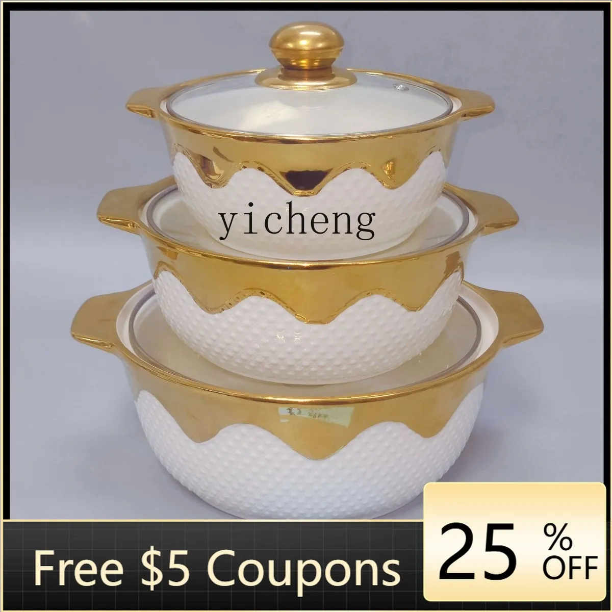 YFY ceramic electroplated soup pot is suitable for export hotel household set three ceramic electroplated soup pot
YFY ceramic electroplated soup pot is suitable for export hotel household set three ceramic electroplated soup pot