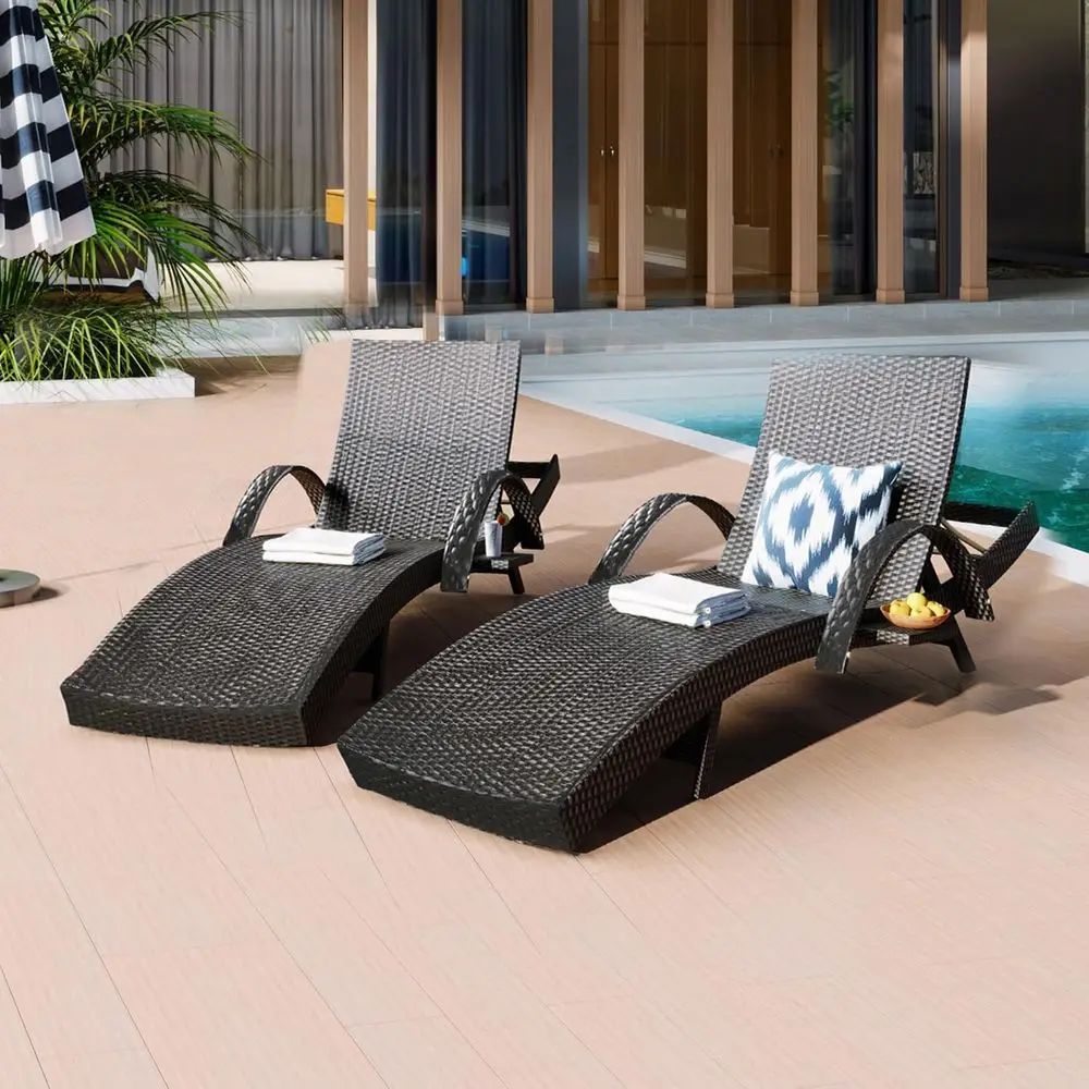 Outdoor Wicker Chaise Lounge Set of 2, Patio Reclining Chairs with Adjustable Backrest & Armrests, Durable PE Rattan, Suitable f
Outdoor Wicker Chaise Lounge Set of 2, Patio Reclining Chairs with Adjustable Backrest & Armrests, Durable PE Rattan, Suitable f