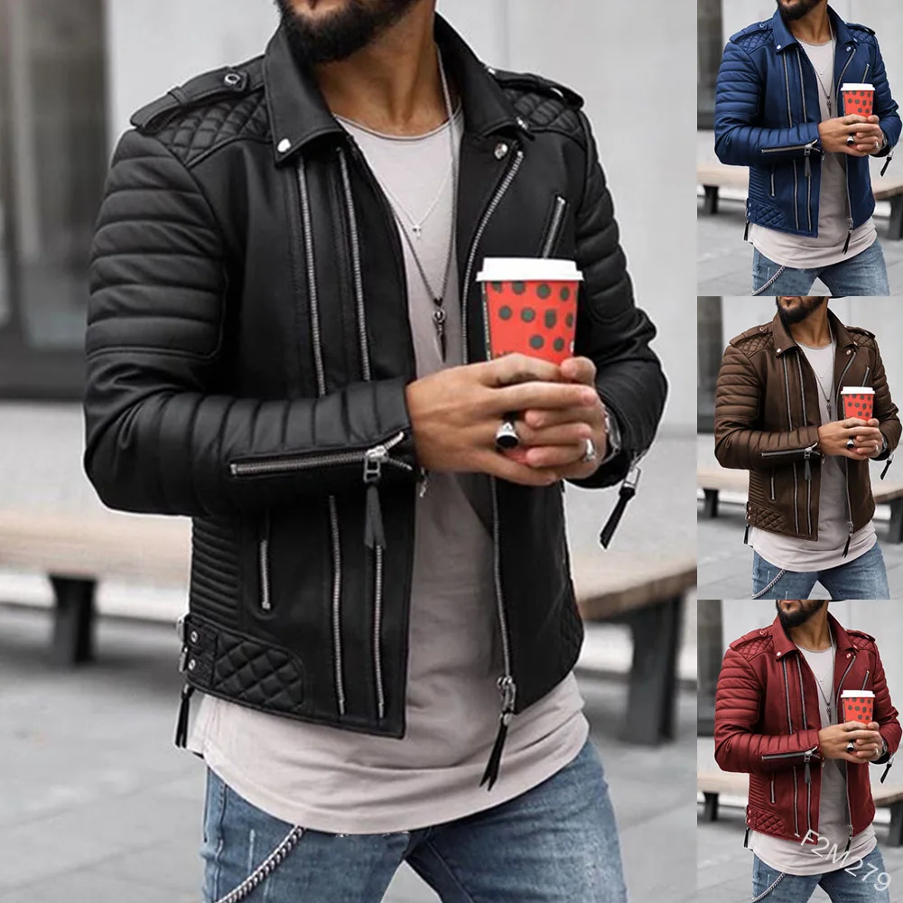 Spring Autumn Short Cool Leather Biker Jacket Men Zipper Long Sleeve Plus Size Leather Jacket Men Fashion Brand Leather Jackets
Spring Autumn Short Cool Leather Biker Jacket Men Zipper Long Sleeve Plus Size Leather Jacket Men Fashion Brand Leather Jackets