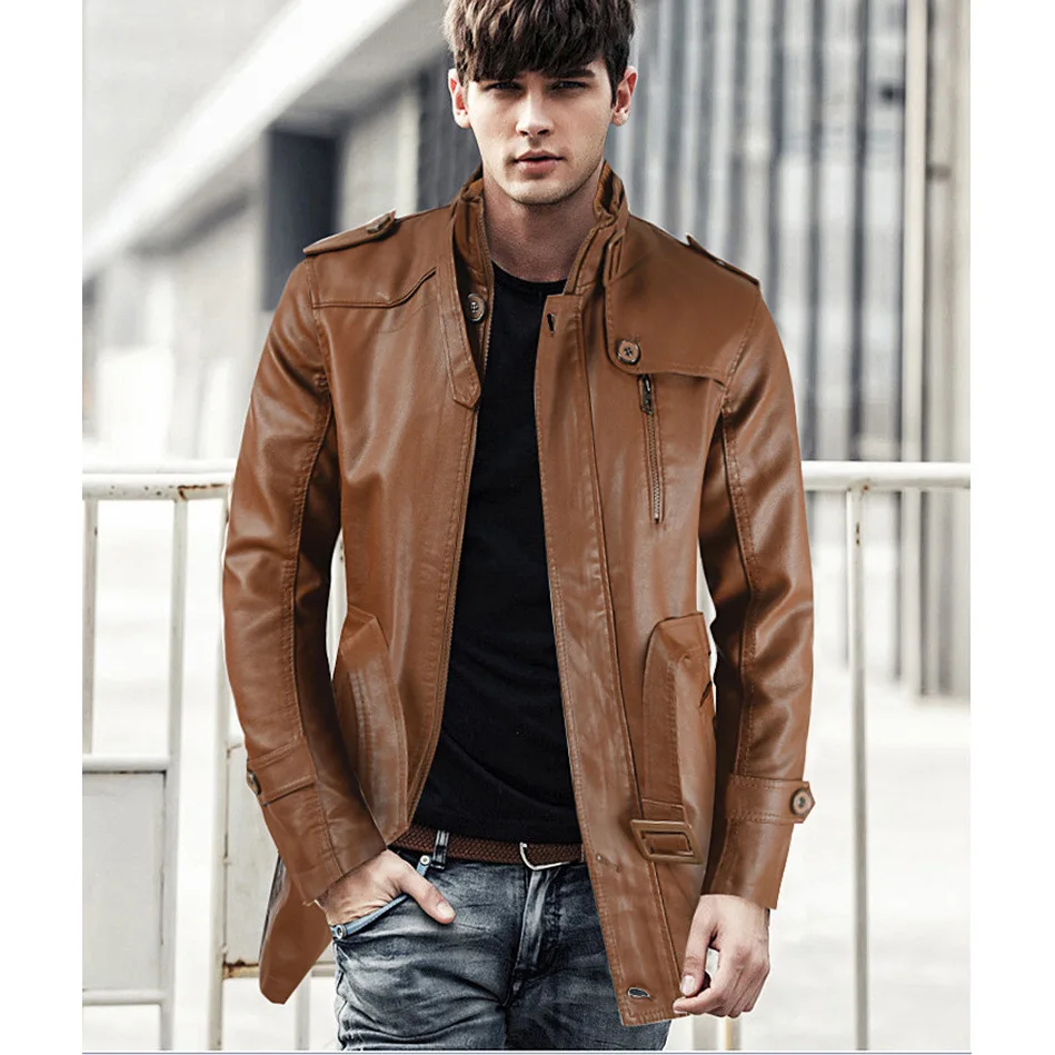 Faionable Urban Youth Motorcycle Leather Jaet Men's Mid-Length Stand Collar Fce Lined Genuine Leather Coat
Faionable Urban Youth Motorcycle Leather Jaet Men's Mid-Length Stand Collar Fce Lined Genuine Leather Coat