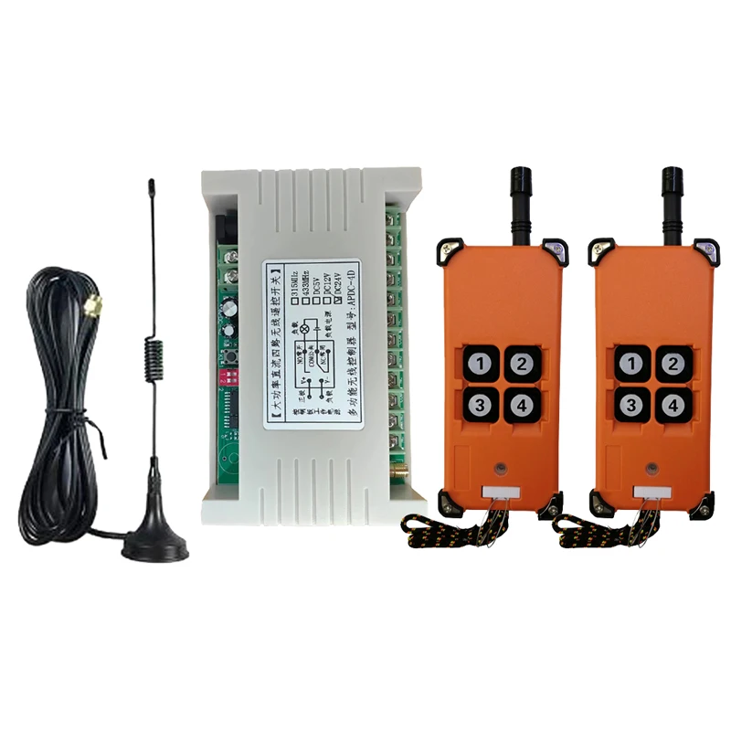 433mhz DC 12V 24V 4CH 4 Channel 30A RF Wireless Remote Control System Receiver Transmitter Universal power industrial 200-3000m
433mhz DC 12V 24V 4CH 4 Channel 30A RF Wireless Remote Control System Receiver Transmitter Universal power industrial 200-3000m