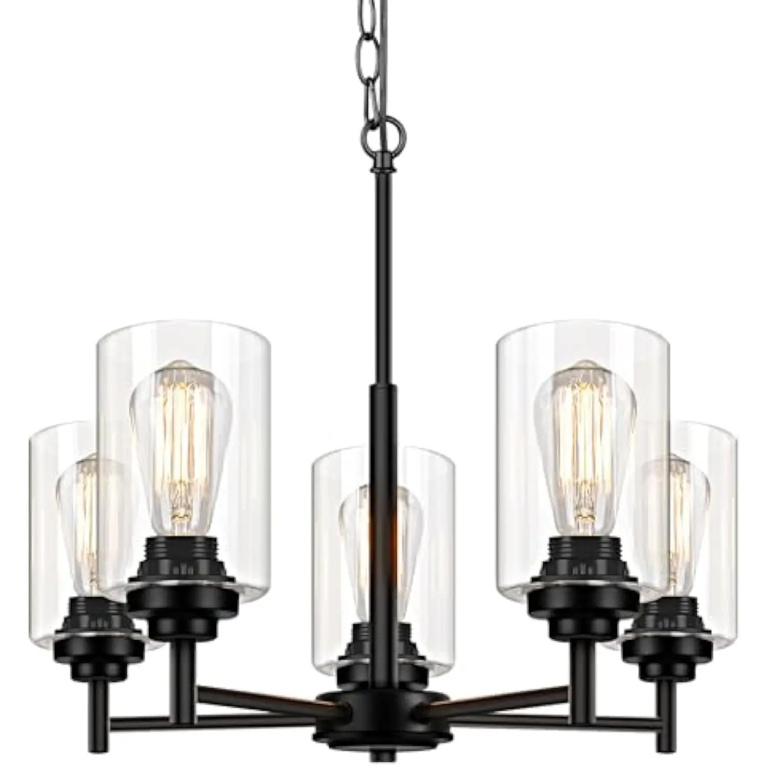 5-Light Chandelier for Dining Room Kitchen Island Modern Farmhouse Pendant Lighting with Clear Glass Shades Industrial Black Ha
5-Light Chandelier for Dining Room Kitchen Island Modern Farmhouse Pendant Lighting with Clear Glass Shades Industrial Black Ha