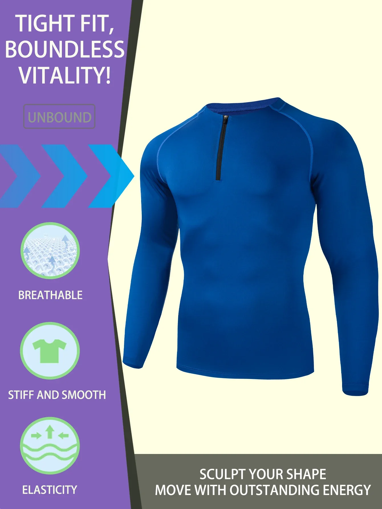 A new high-elasticity, tight-fitting long-sleeved stand-up collar jacket for men's autumn and winter fitness wear
A new high-elasticity, tight-fitting long-sleeved stand-up collar jacket for men's autumn and winter fitness wear