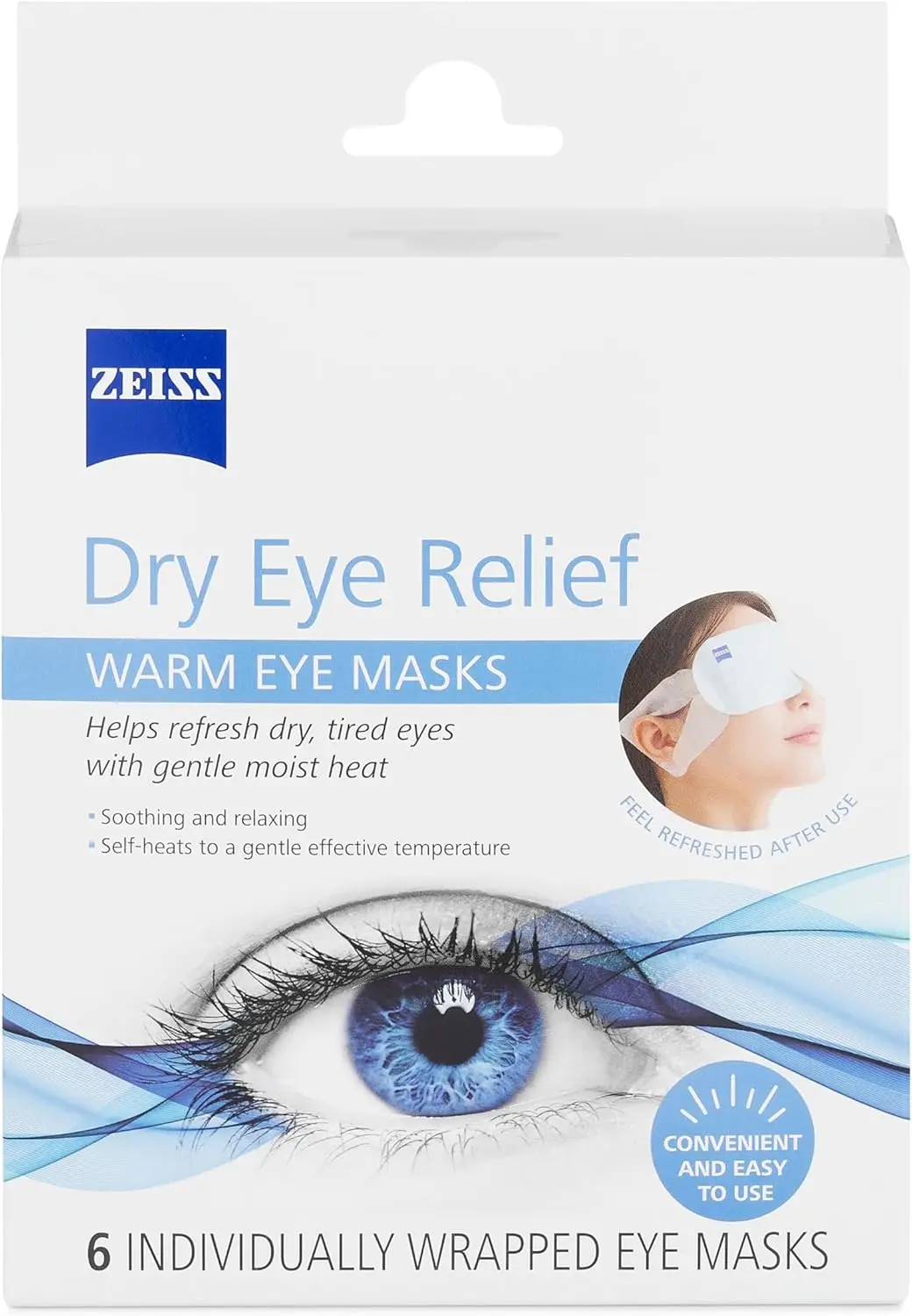 Warm Eye Masks for Dry Eye Relief, 6 Count, Self-Heating
Warm Eye Masks for Dry Eye Relief, 6 Count, Self-Heating