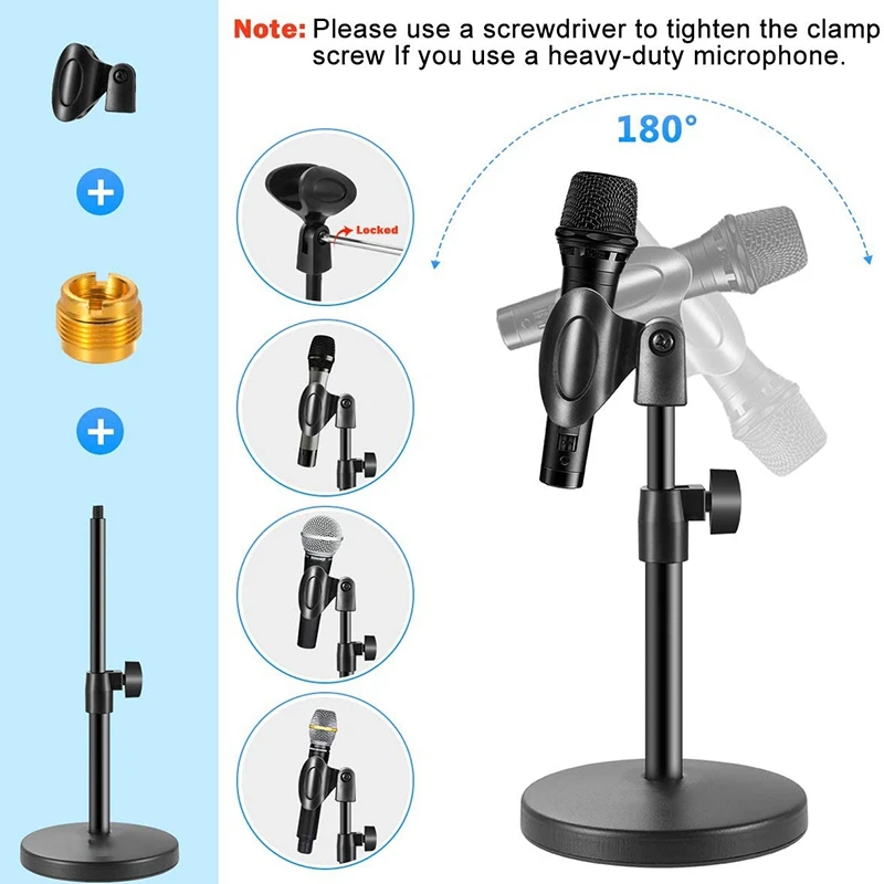 AA90-Desktop Microphone Holder,With Microphone Clip,Mobile Phone Holder,5/8Inch Male To 3/8Inch Female Metal Adapter
AA90-Desktop Microphone Holder,With Microphone Clip,Mobile Phone Holder,5/8Inch Male To 3/8Inch Female Metal Adapter