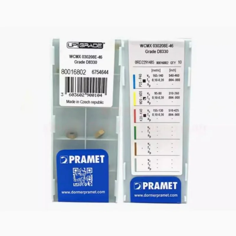 PRAMET WCMX030208E-46 D8330 WCMX040208E-46 D8330 WCMX050308E-47 D8330 turning blade lathe cutting tools carbide inserts 10Pcs
PRAMET WCMX030208E-46 D8330 WCMX040208E-46 D8330 WCMX050308E-47 D8330 turning blade lathe cutting tools carbide inserts 10Pcs