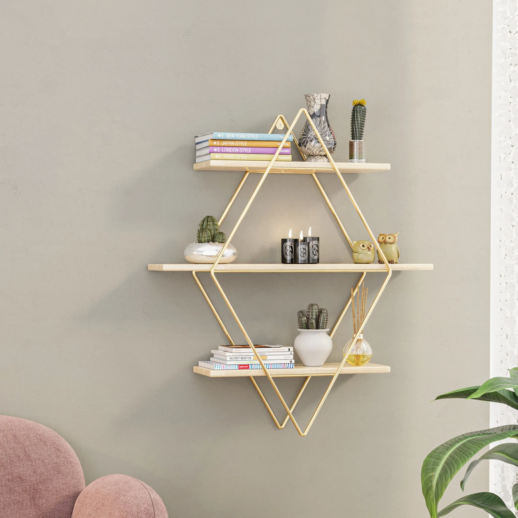 3 Tier Prism Gold Wall Mounted Floating Shelf - Decorative Storage Wall Shelves for Bathroom, Kitchen, Living Room, and Bedroom Organization US11 HomeRelax
3 Tier Prism Gold Wall Mounted Floating Shelf - Decorative Storage Wall Shelves for Bathroom, Kitchen, Living Room, and Bedroom Organization US11 HomeRelax