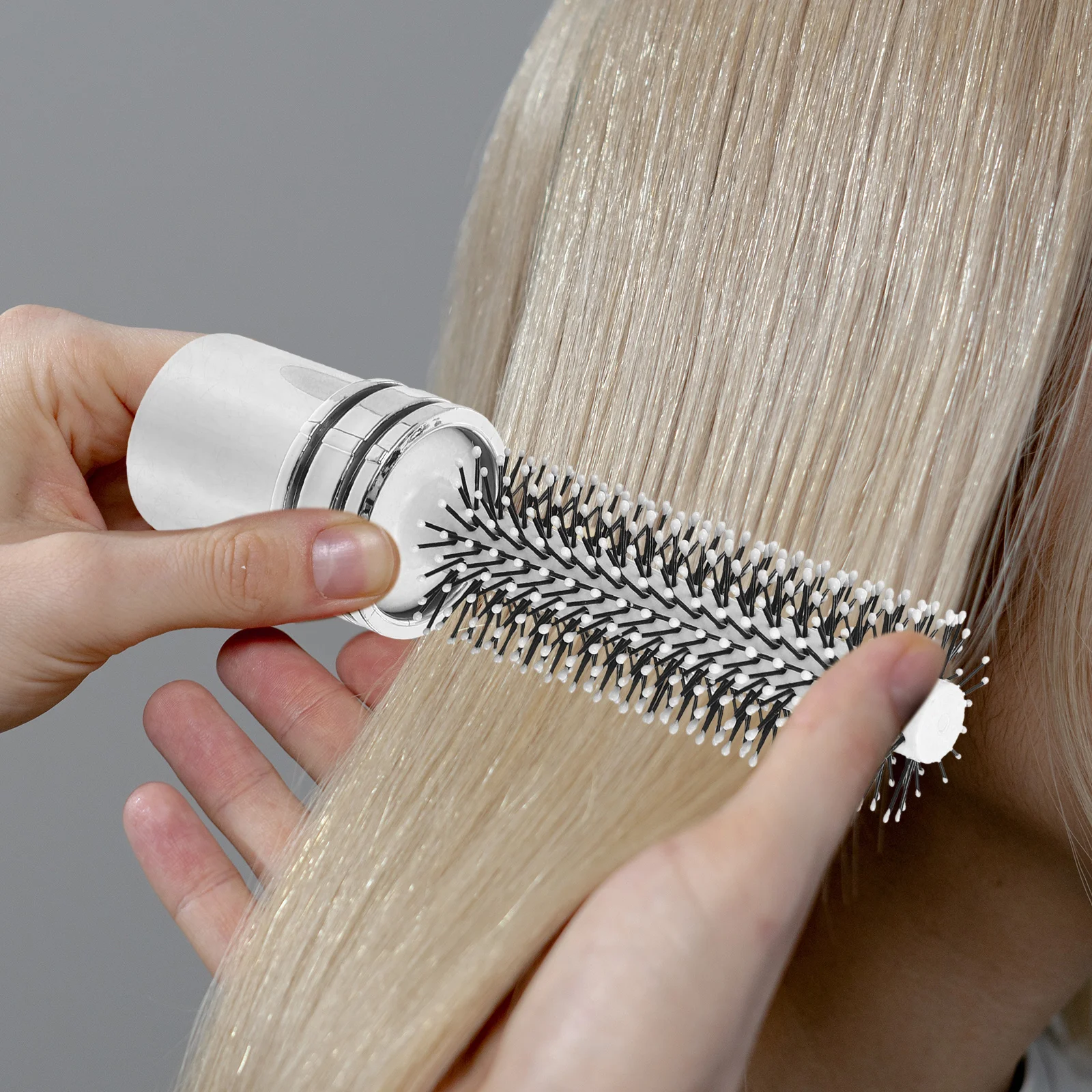 Short Portable Curling Comb Hairbrush with Retractable Bristles Boar White Roller Miss
Short Portable Curling Comb Hairbrush with Retractable Bristles Boar White Roller Miss